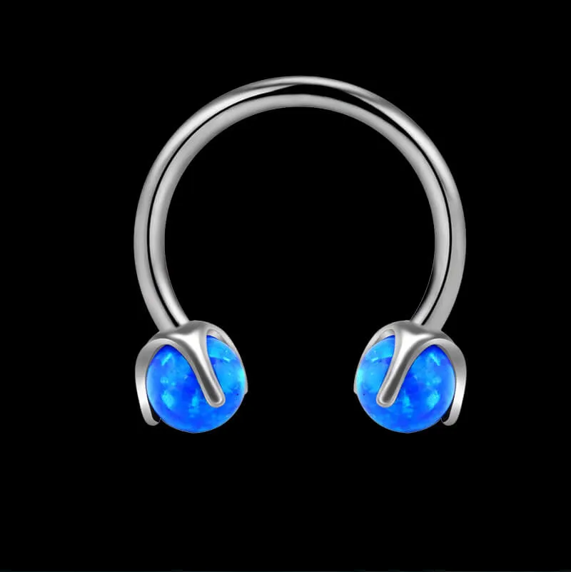 16 Gauge Opal Horseshoe Titanium Nose Ring sold by GTHIC