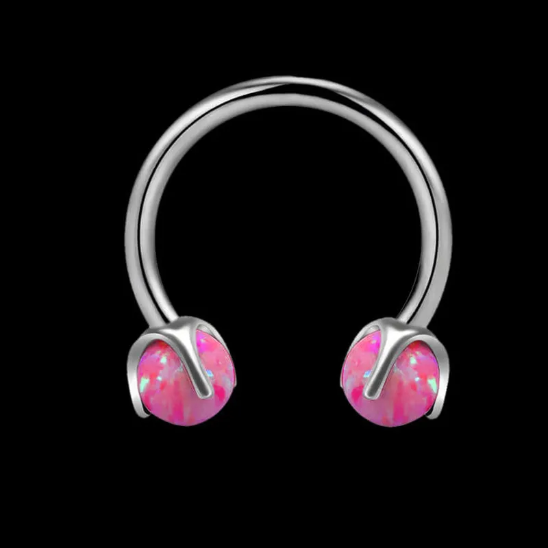 16 Gauge Opal Horseshoe Titanium Nose Ring sold by GTHIC product image thumbnail 4
