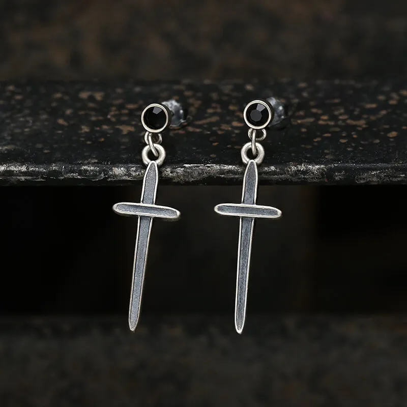 Minimalist Cross Sterling Silver Earrings sold by GTHIC