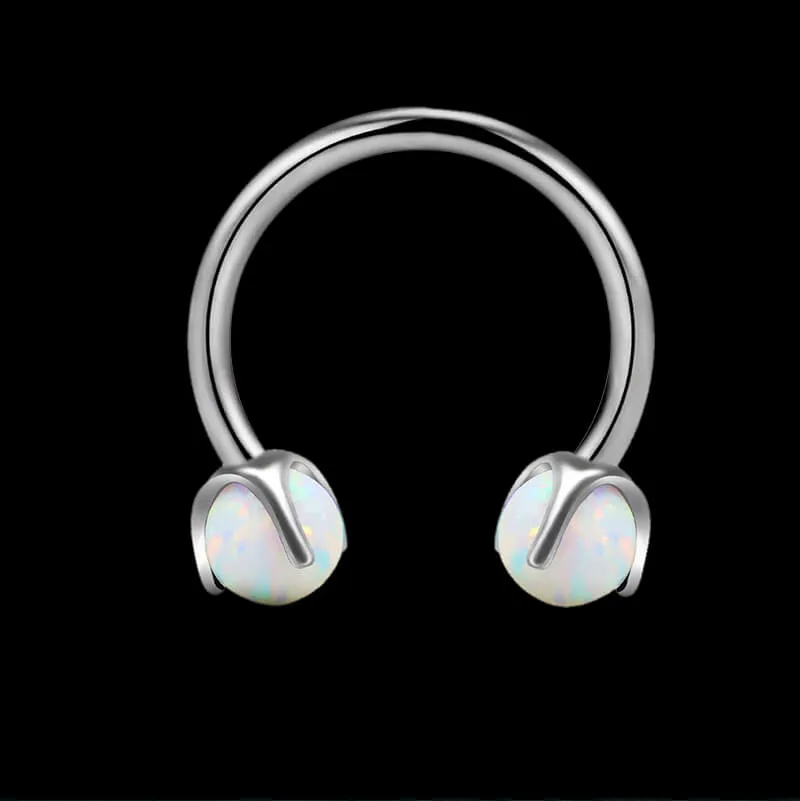 16 Gauge Opal Horseshoe Titanium Nose Ring sold by GTHIC product image thumbnail 3