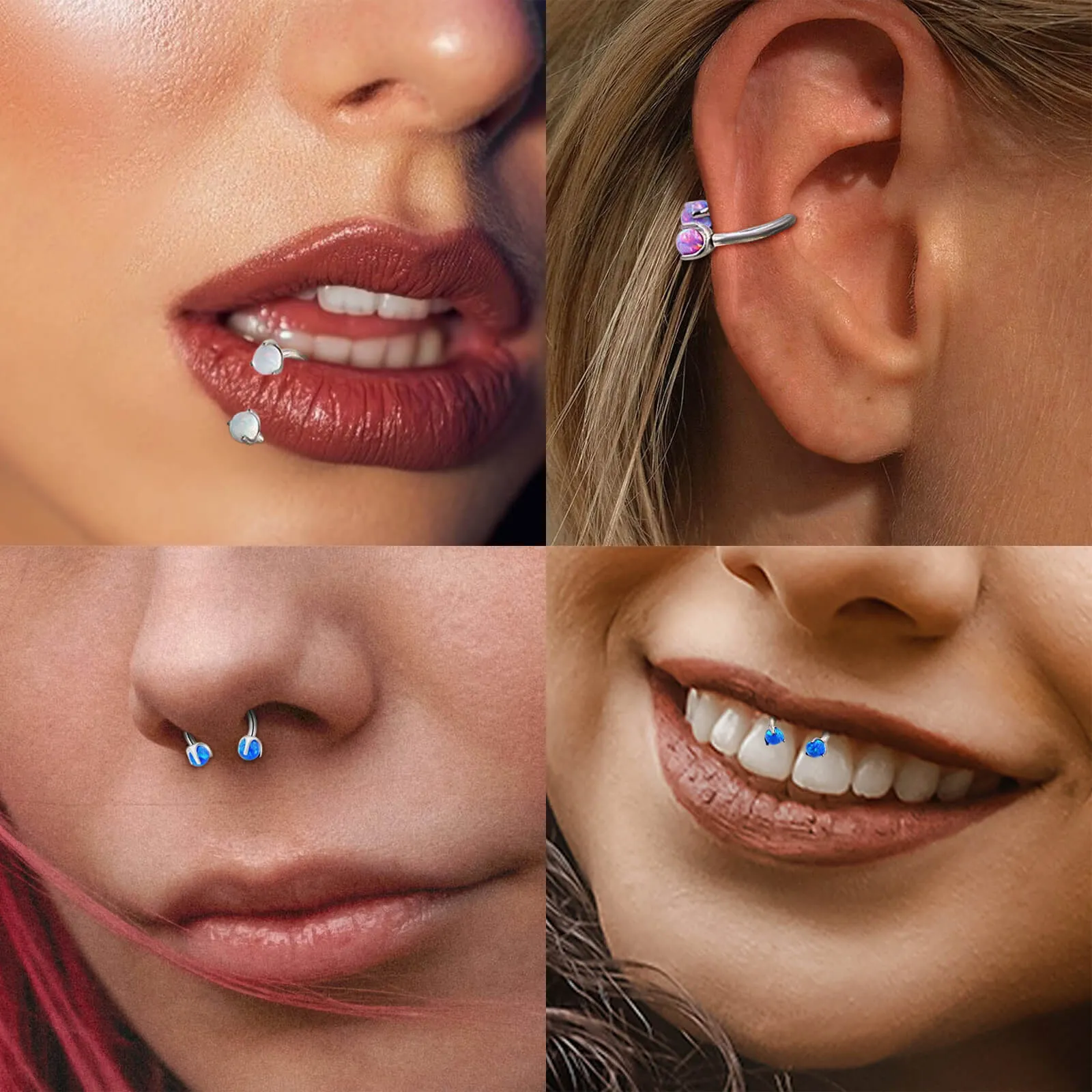 16 Gauge Opal Horseshoe Titanium Nose Ring sold by GTHIC product image thumbnail 2