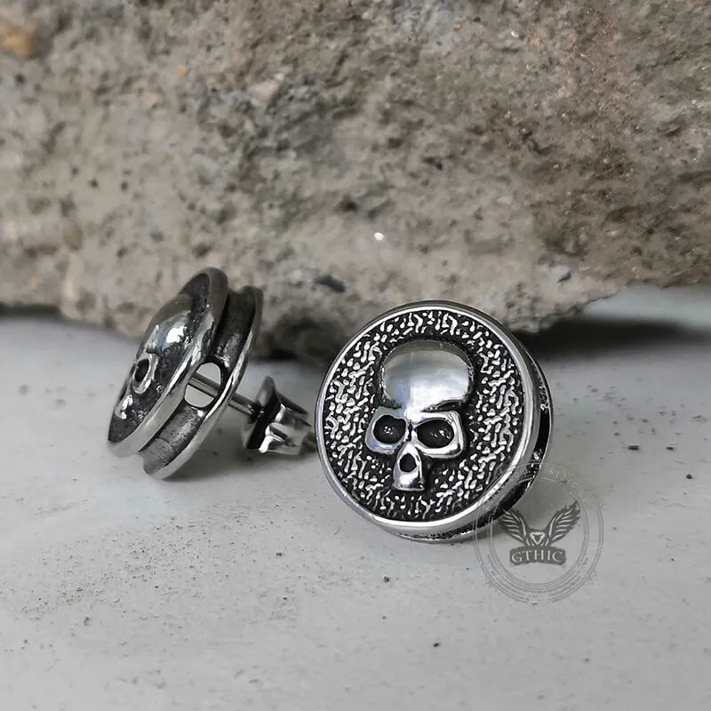 Round Shape Stainless Steel Skull Stud Earrings sold by GTHIC product image thumbnail 4