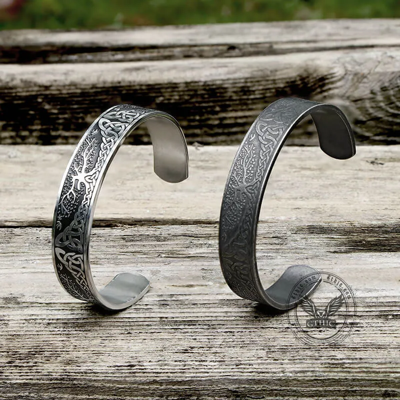 Celtic Knot Yggdrasil Stainless Steel Viking Cuff Bracelet sold by GTHIC product image thumbnail 4