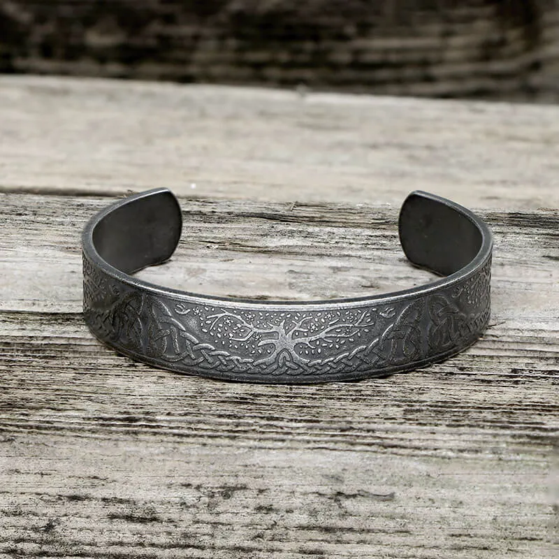 Celtic Knot Yggdrasil Stainless Steel Viking Cuff Bracelet sold by GTHIC product image thumbnail 3