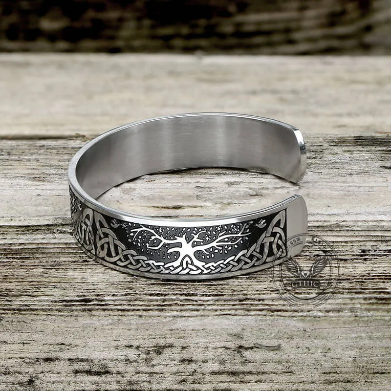 Celtic Knot Yggdrasil Stainless Steel Viking Cuff Bracelet sold by GTHIC product image thumbnail 5