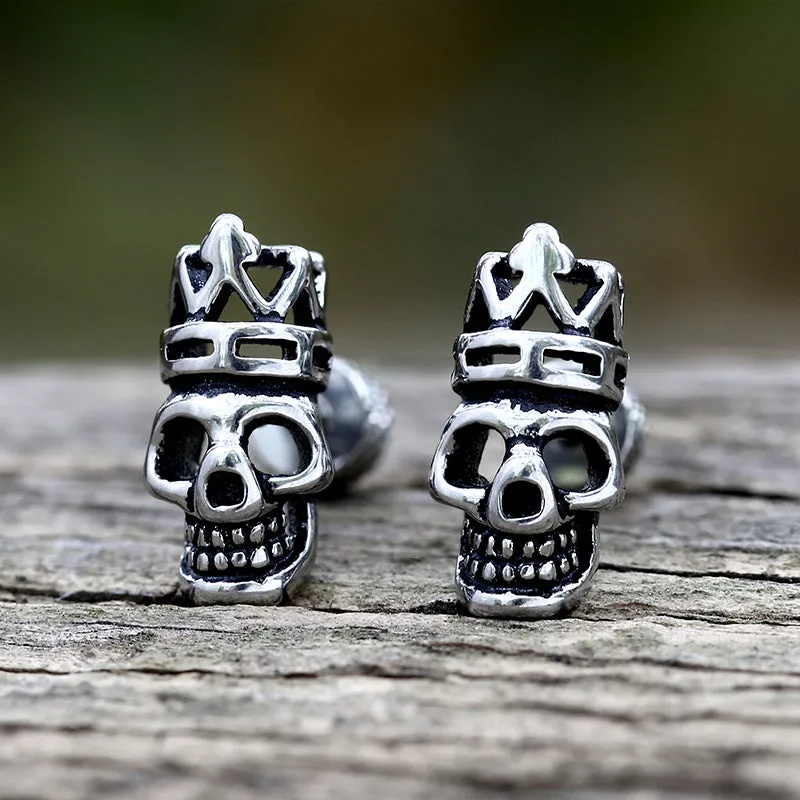 Gothic Crown Skull Head Stainless Steel Stud Earrings sold by GTHIC