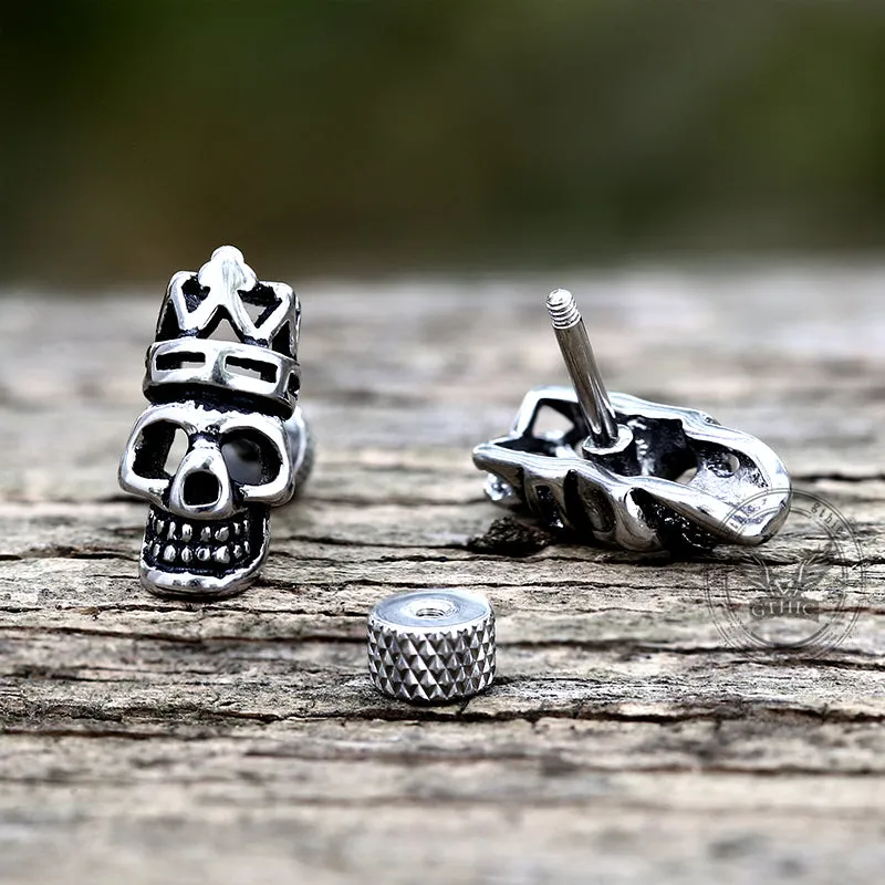 Gothic Crown Skull Head Stainless Steel Stud Earrings sold by GTHIC product image thumbnail 3
