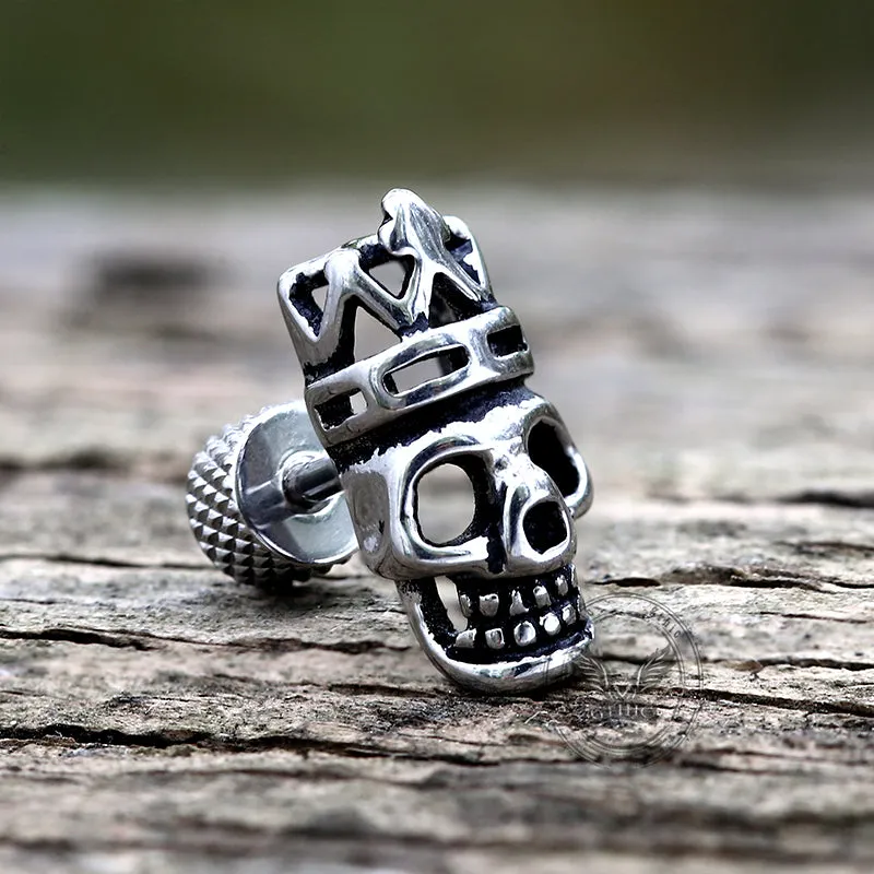 Gothic Crown Skull Head Stainless Steel Stud Earrings sold by GTHIC product image thumbnail 4