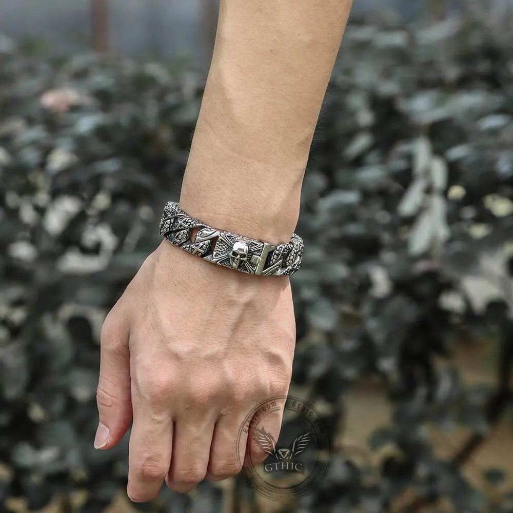 Skull and Cross Stainless Steel Bracelet sold by GTHIC product image thumbnail 4