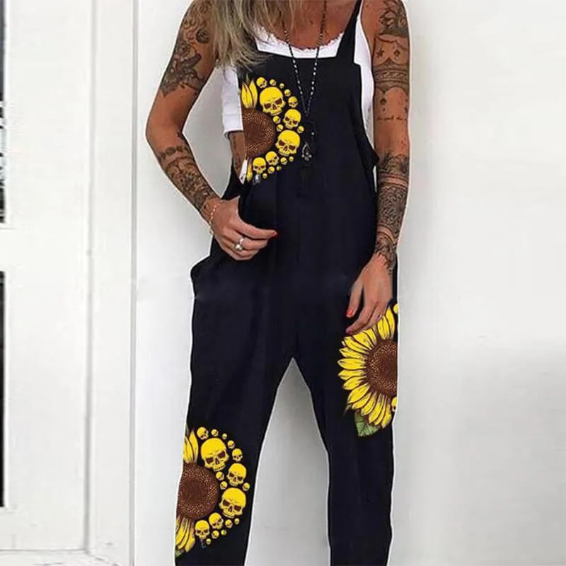 Skull Sunflower Print Women’s Overalls sold by GTHIC product image thumbnail 2