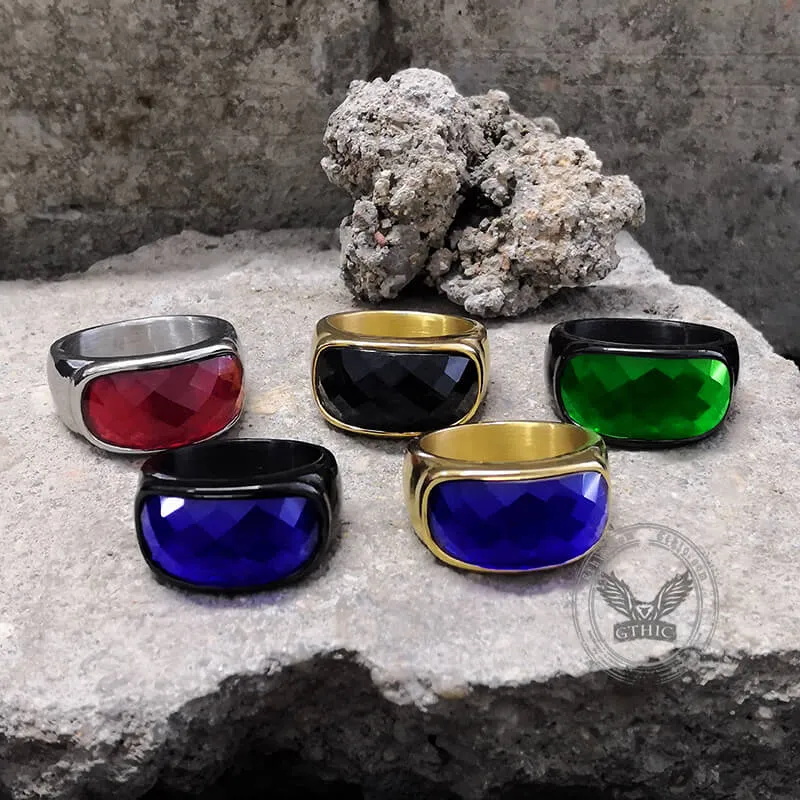 Gem Set Stainless Steel Minimalism Ring sold by GTHIC