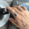 Diamond-set Chain Skull Sterling Silver Open Ring sold by GTHIC