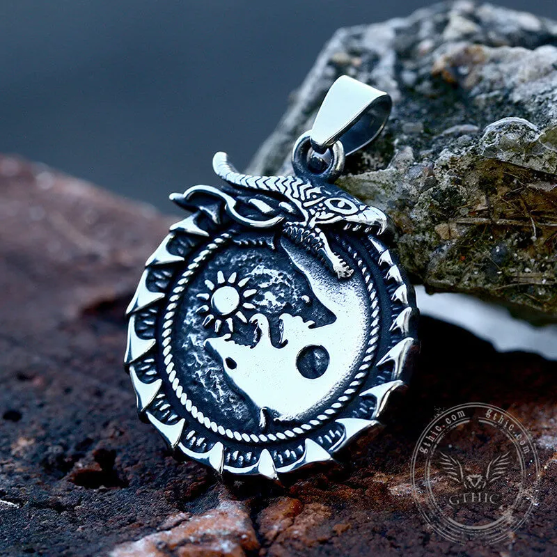 Ouroboros Skoll and Hati Wolf Stainless Steel Pendant sold by GTHIC product image thumbnail 4