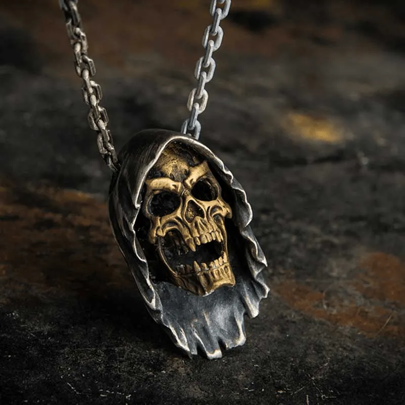Grim Reaper Sterling Silver Skull Pendant sold by GTHIC