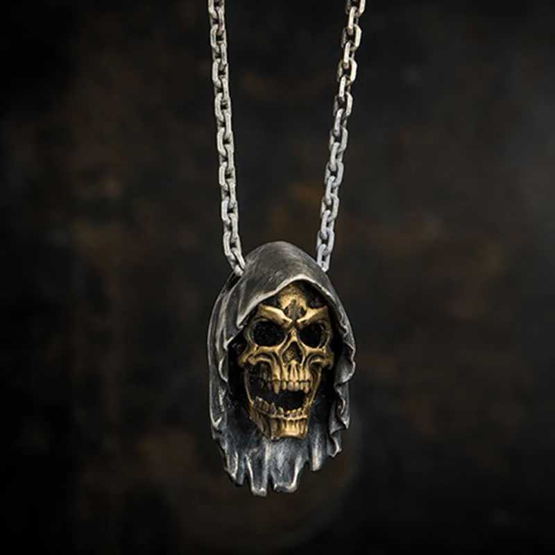 Grim Reaper Sterling Silver Skull Pendant sold by GTHIC product image thumbnail 3