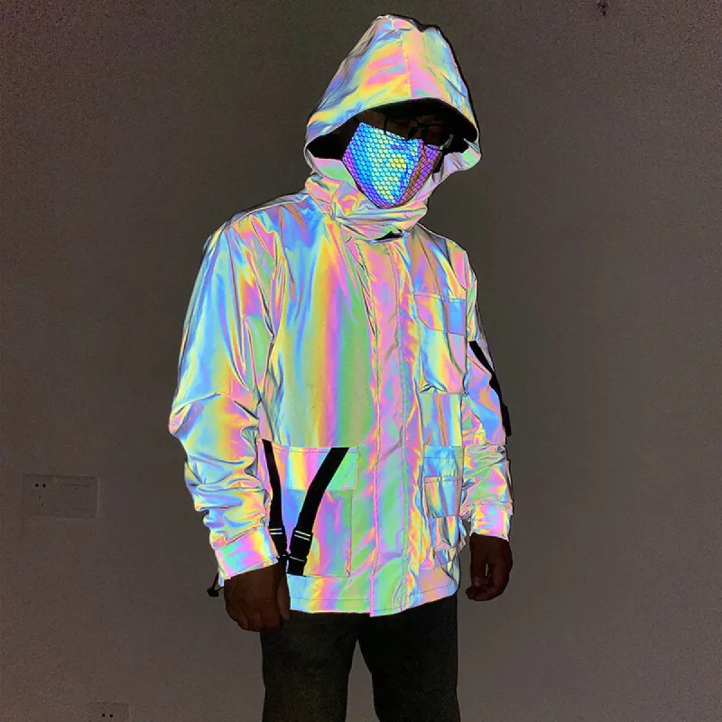 Colorful Multi-Pocket Reflective Techwear Jacket sold by GTHIC