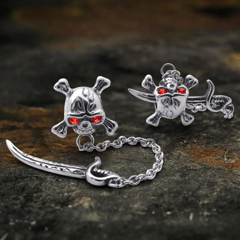 Gothic Sword Crossbone Stainless Steel Skull Stud Earrings sold by GTHIC product image thumbnail 3