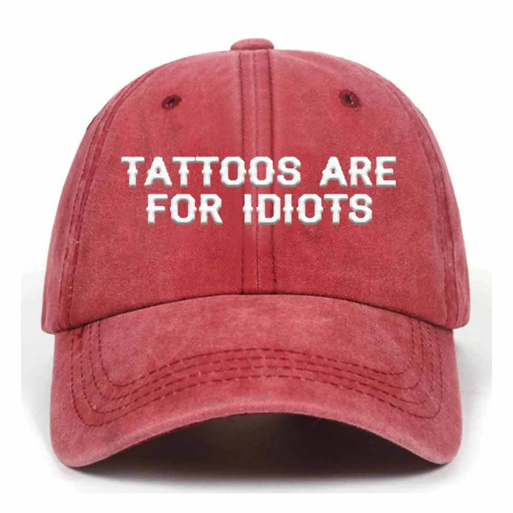 Tattoos Are For Idiots Vintage Washed Baseball Cap sold by GTHIC product image thumbnail 2