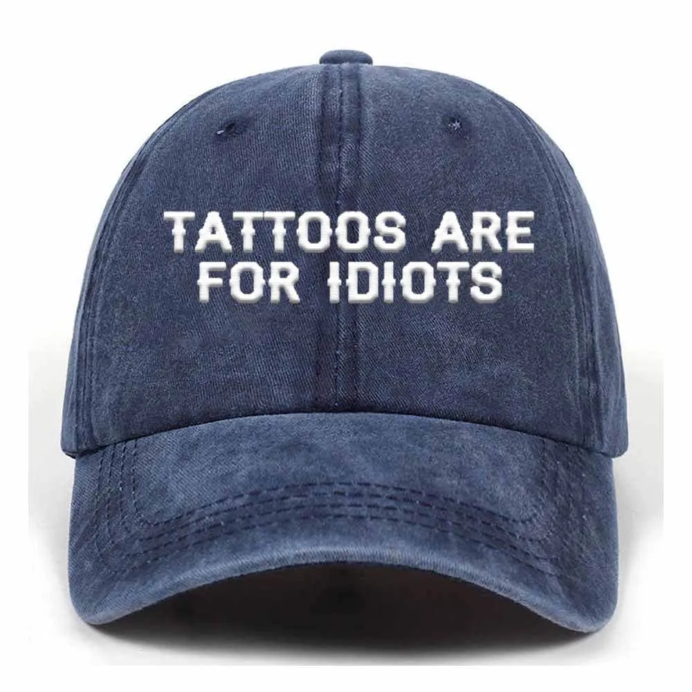 Tattoos Are For Idiots Vintage Washed Baseball Cap sold by GTHIC product image thumbnail 4