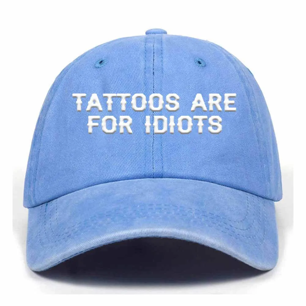 Tattoos Are For Idiots Vintage Washed Baseball Cap sold by GTHIC product image thumbnail 3