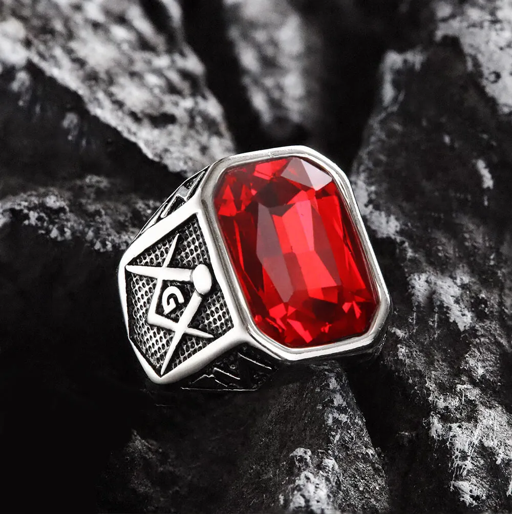 Masonic Gemstone Stainless Steel Ring sold by GTHIC product image thumbnail 4