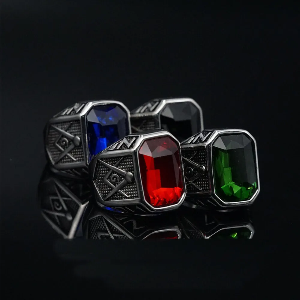 Masonic Gemstone Stainless Steel Ring sold by GTHIC