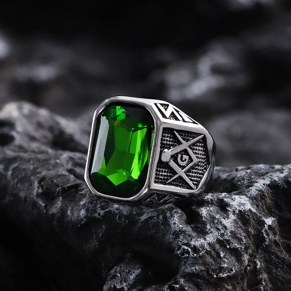Masonic Gemstone Stainless Steel Ring sold by GTHIC product image thumbnail 5