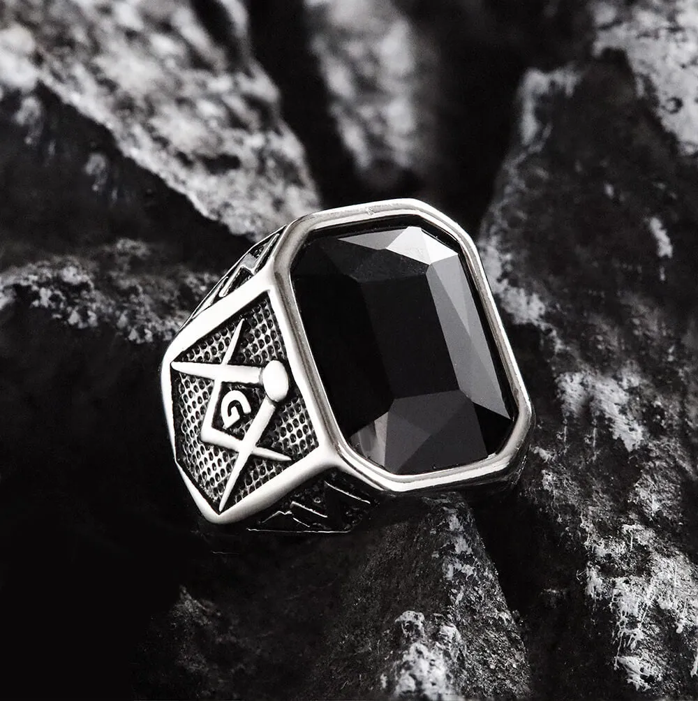 Masonic Gemstone Stainless Steel Ring sold by GTHIC product image thumbnail 3
