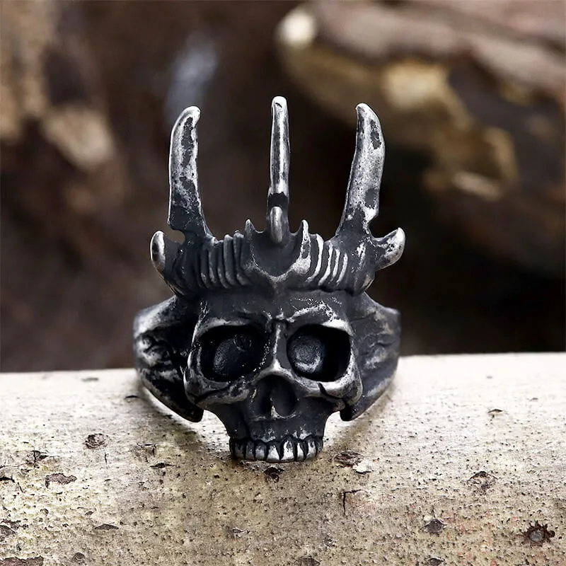 Elk Horn Crown Stainless Steel Skull Ring sold by GTHIC