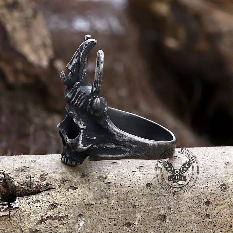 Elk Horn Crown Stainless Steel Skull Ring sold by GTHIC product image thumbnail 5
