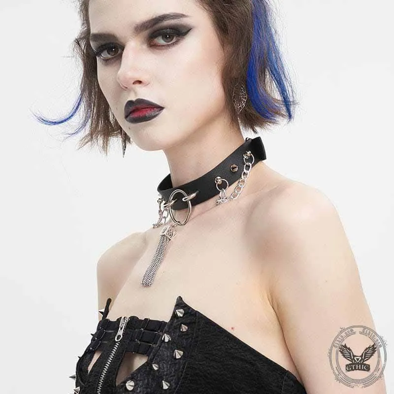 Gothic Tassel Chain Rivets Choker Necklace sold by GTHIC product image thumbnail 2