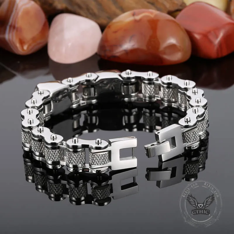 Two Skulls Stainless Steel Biker Bracelet sold by GTHIC product image thumbnail 5