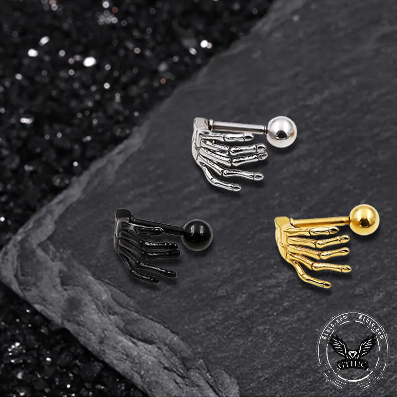 Skull Hand Stainless Steel Piercing Earrings sold by GTHIC