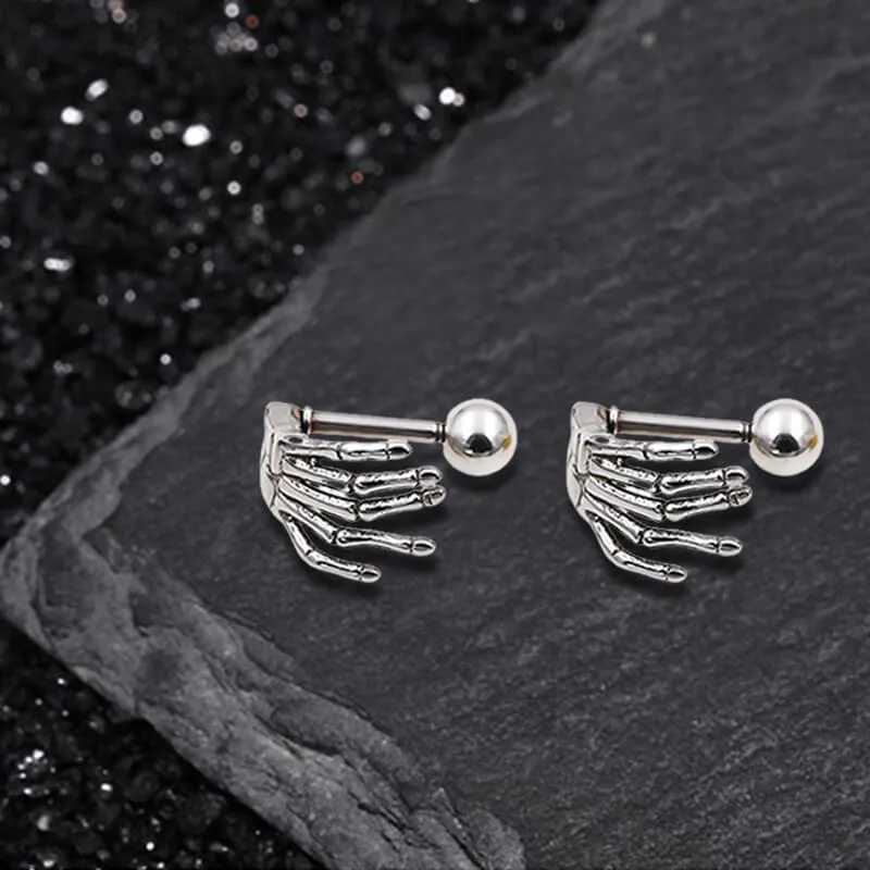 Skull Hand Stainless Steel Piercing Earrings sold by GTHIC product image thumbnail 5