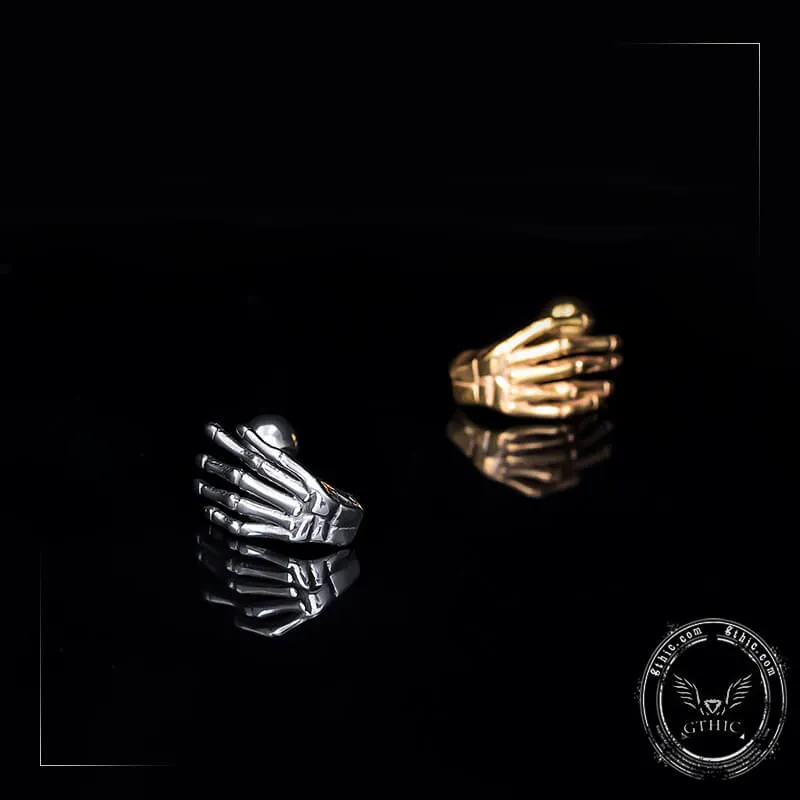 Skull Hand Stainless Steel Piercing Earrings sold by GTHIC product image thumbnail 4