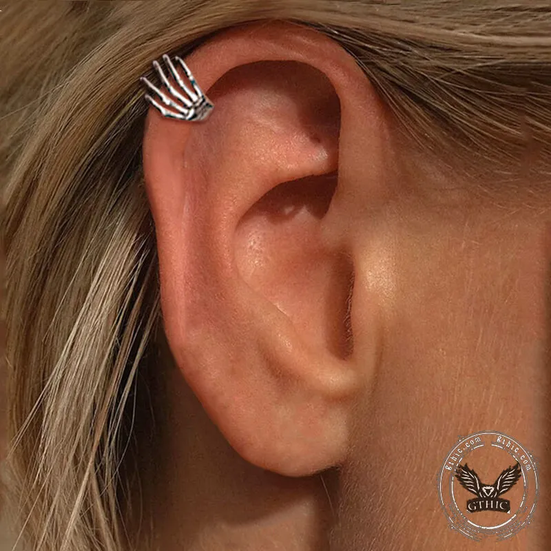 Skull Hand Stainless Steel Piercing Earrings sold by GTHIC product image thumbnail 2