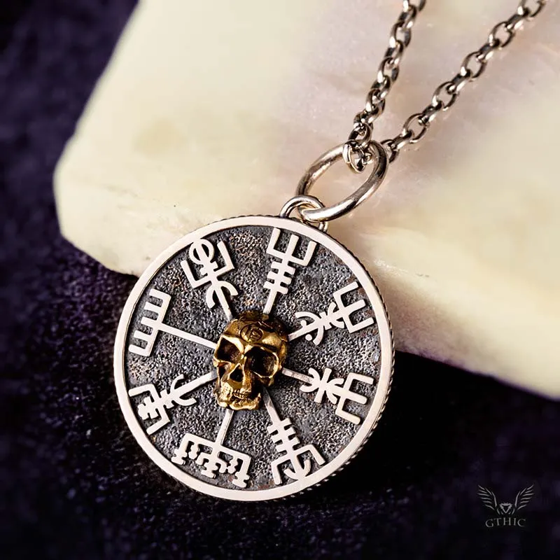 Vintage Viking Skull Compass Sterling Silver Pendant sold by GTHIC