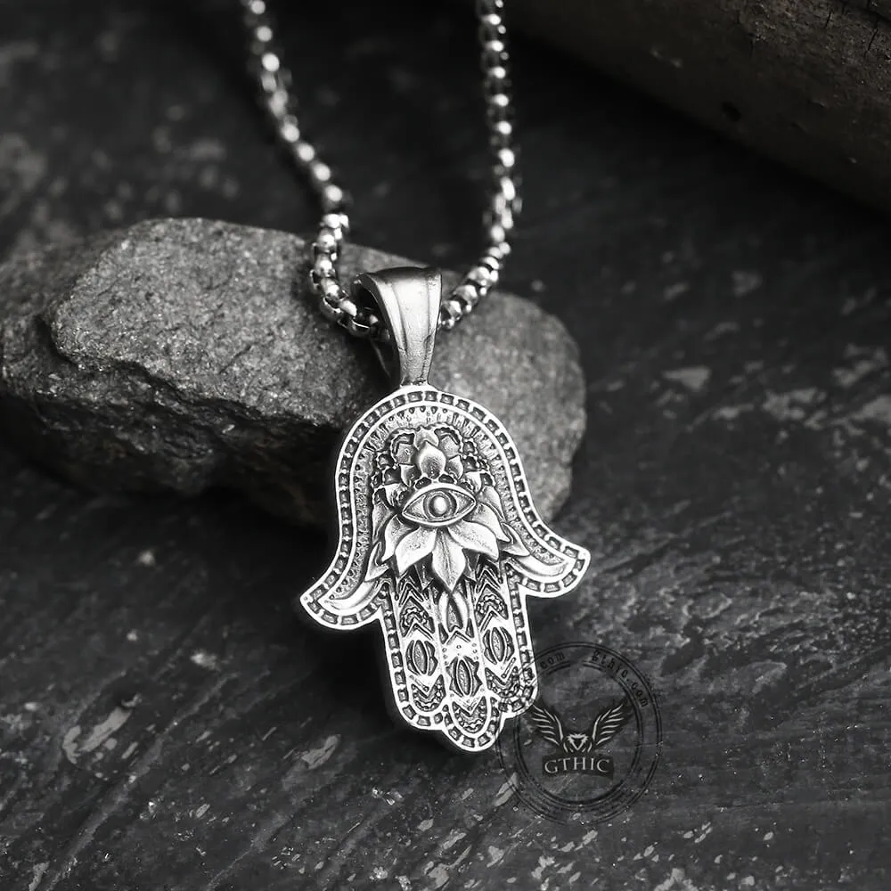 Hamsa Hand Evil Eye Pure Tin Necklace sold by GTHIC product image thumbnail 5