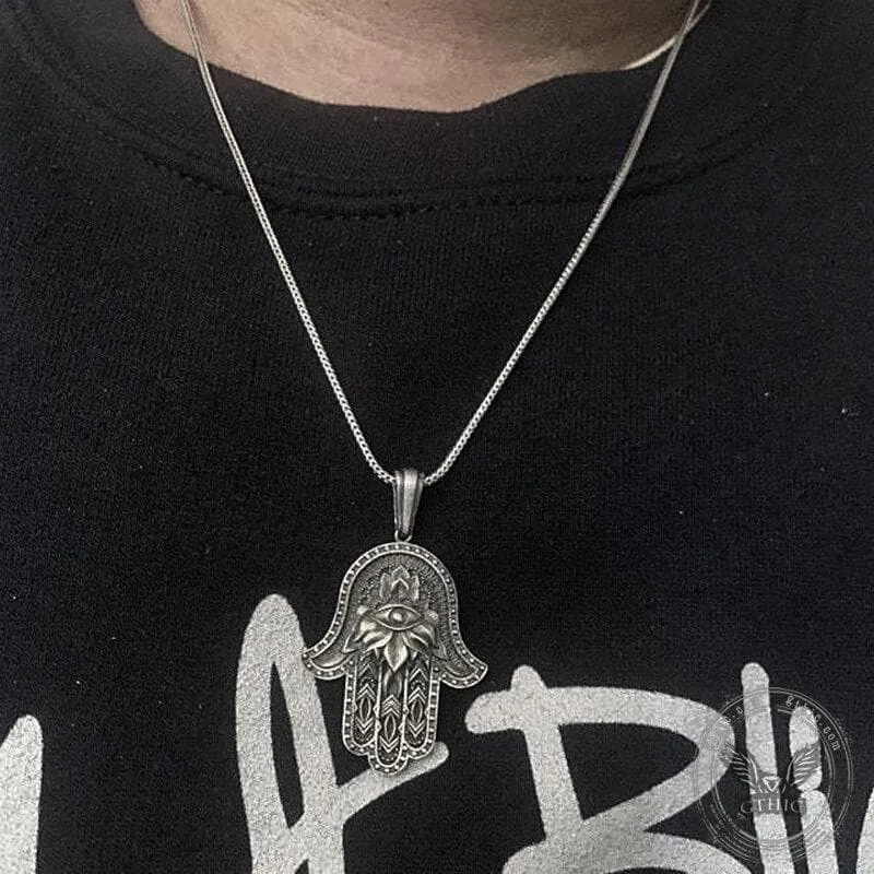 Hamsa Hand Evil Eye Pure Tin Necklace sold by GTHIC product image thumbnail 2