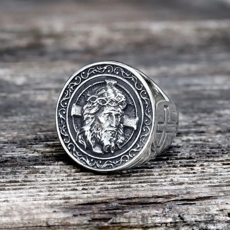 Jesus Christ Stainless Steel Cross Ring sold by GTHIC
