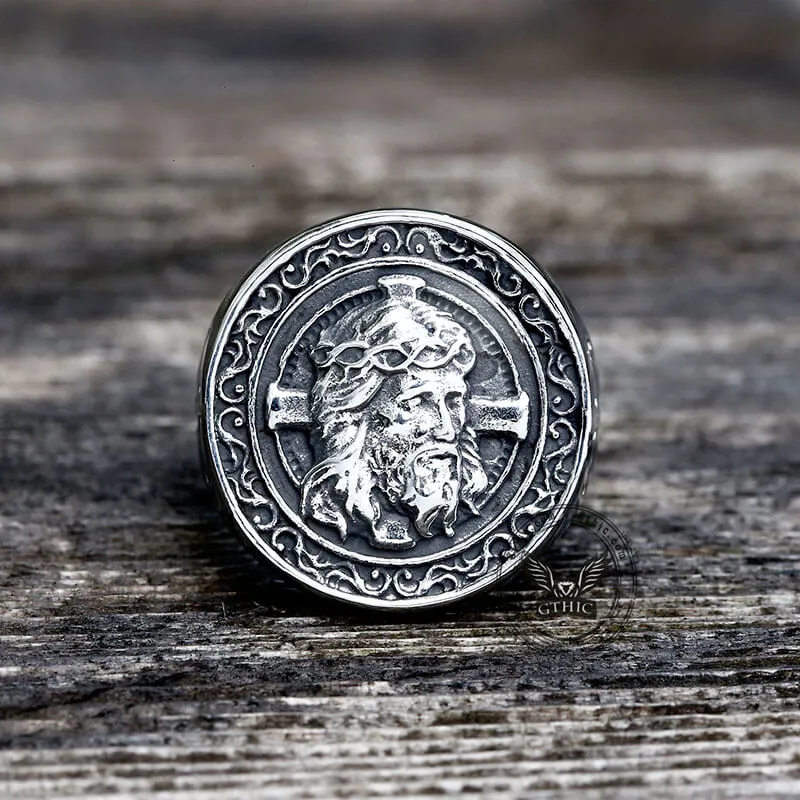 Jesus Christ Stainless Steel Cross Ring sold by GTHIC product image thumbnail 3