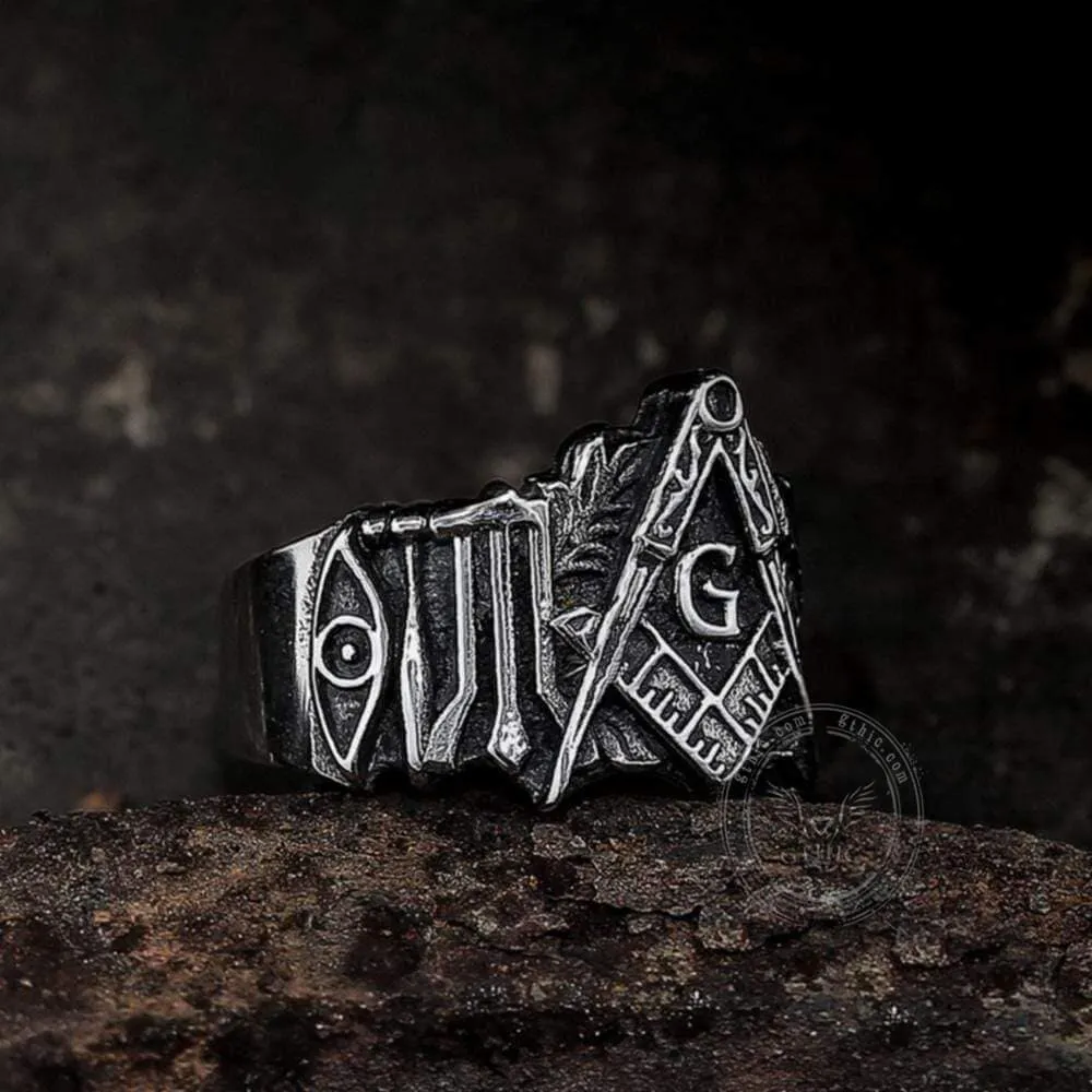 Classic Masonic Symbol Stainless Steel Freemason Ring sold by GTHIC product image thumbnail 3