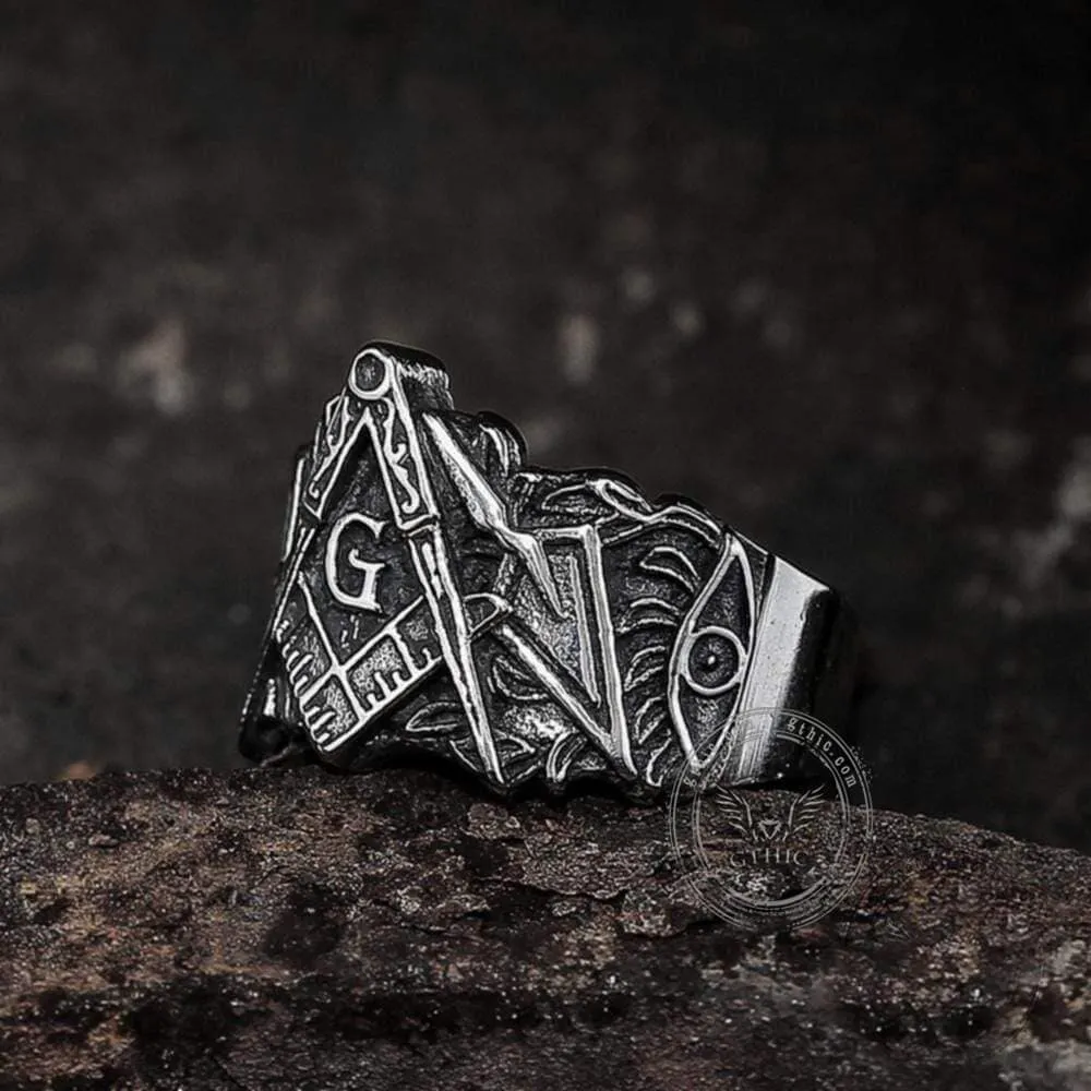 Classic Masonic Symbol Stainless Steel Freemason Ring sold by GTHIC product image thumbnail 2