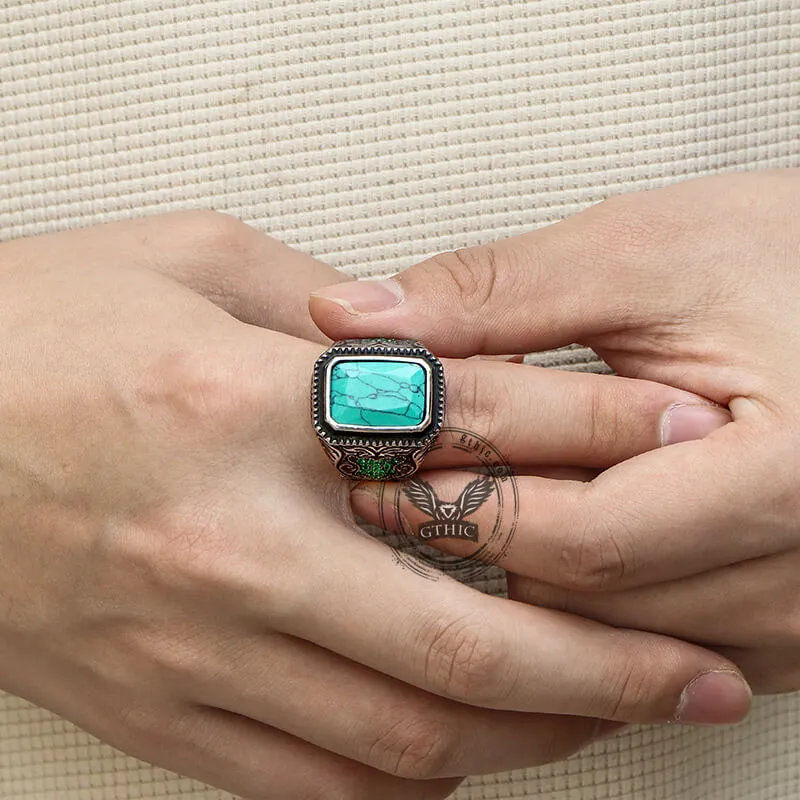 Vintage Turquoise Inlaid Stainless Steel Ring sold by GTHIC product image thumbnail 2