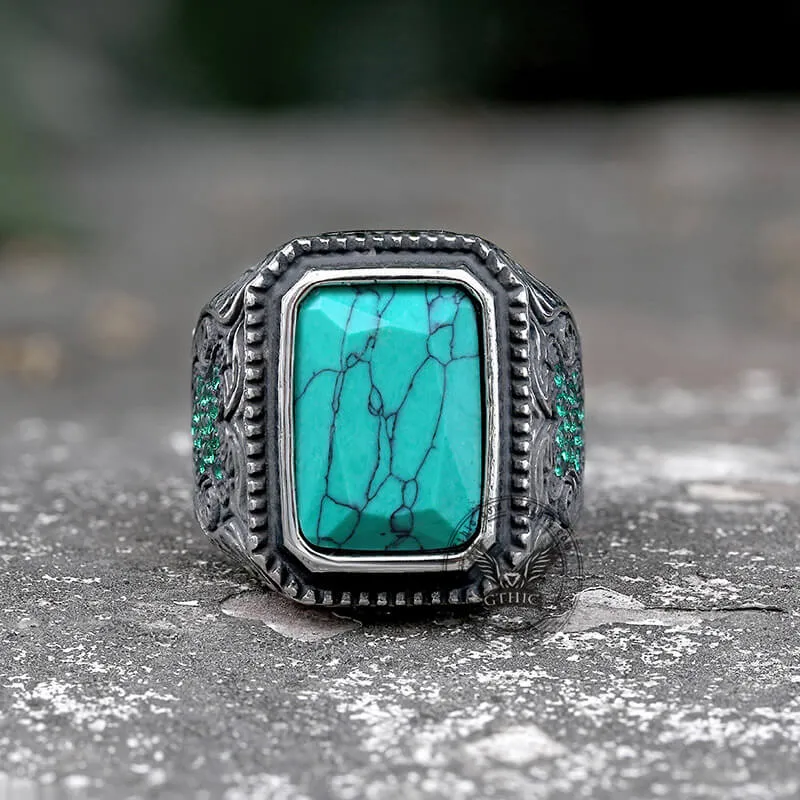 Vintage Turquoise Inlaid Stainless Steel Ring sold by GTHIC product image thumbnail 5