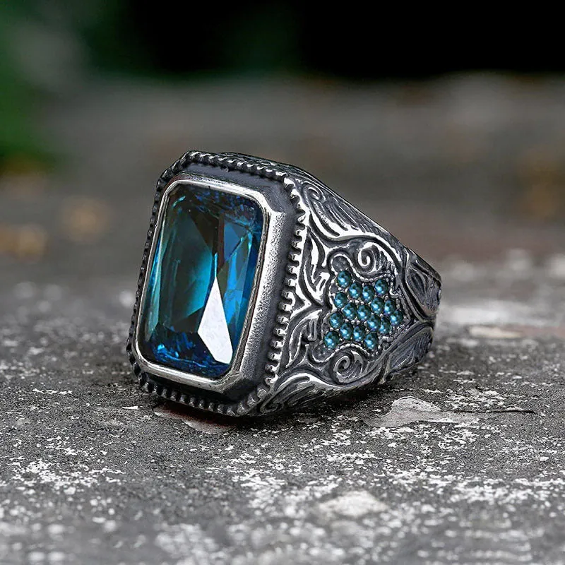 Vintage Turquoise Inlaid Stainless Steel Ring sold by GTHIC product image thumbnail 4