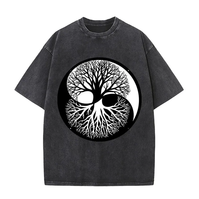 Tai Chi Tree Of Life Viking Washed T-shirt sold by GTHIC