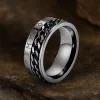 Viking Runes Stainless Steel Chain Spinner Ring sold by GTHIC