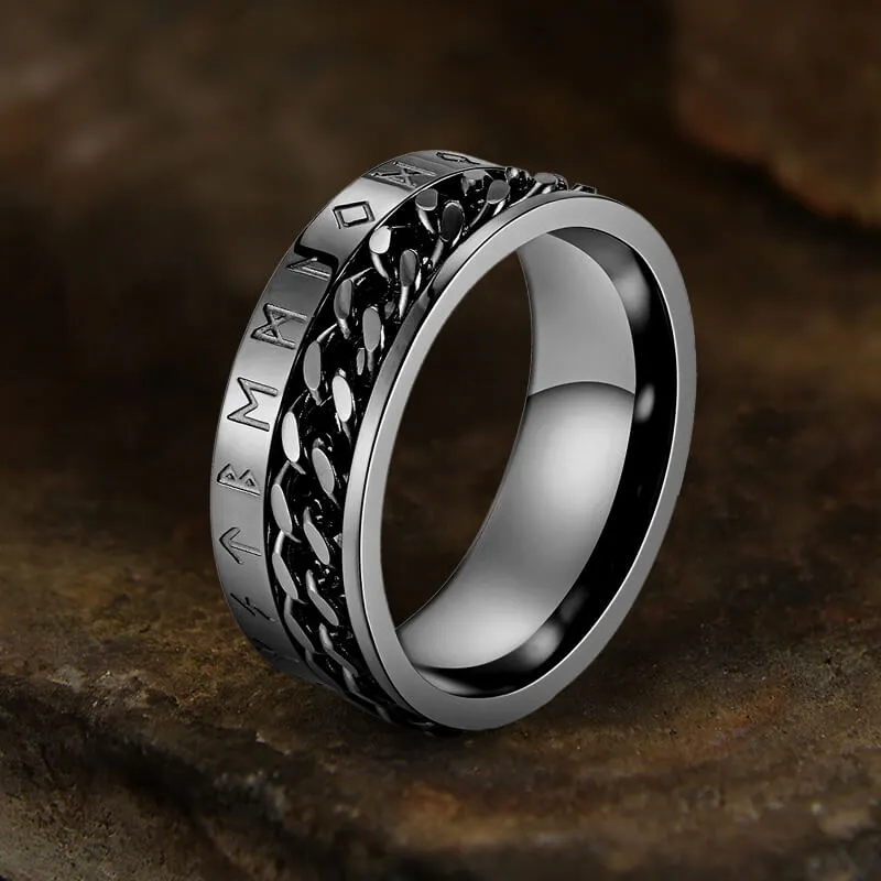 Viking Runes Stainless Steel Chain Spinner Ring sold by GTHIC product image thumbnail 5