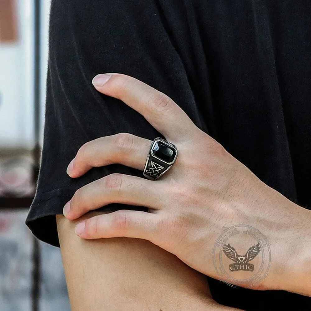 Lucifer Symbol Black Gem Stainless Steel Ring sold by GTHIC product image thumbnail 2